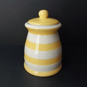Grace's Pantry Yellow and White Striped Ceramic Canister